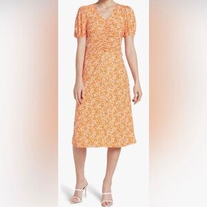 NWT Nordstrom Rack Good Luck Gem Orange and White Floral Dress Size XL - Flawed